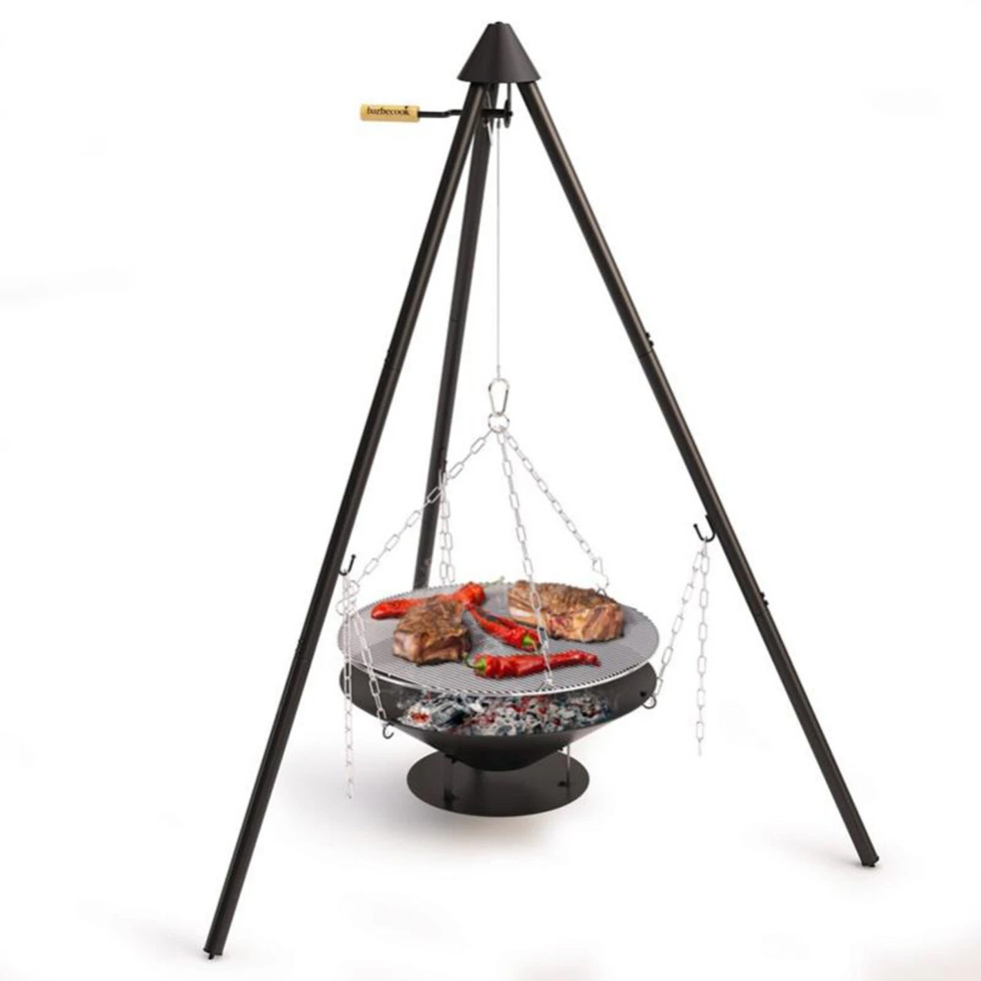 Brasero Junko ø60 Cm Fonte + Trépied + Grille Acier Chromé + Housse - Barbecook 3 Brasero Junko ø60 Cm Fonte + Trépied + Grille Acier Chromé + Housse - Barbecook – Image 3
