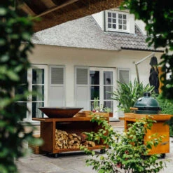 Brasero Plancha Island Corten PRO 100 Bois De Teck + Housse - Ofyr -Outdoorchef Promos Boutique ofyr island pro 100 teck 2020000022121 4